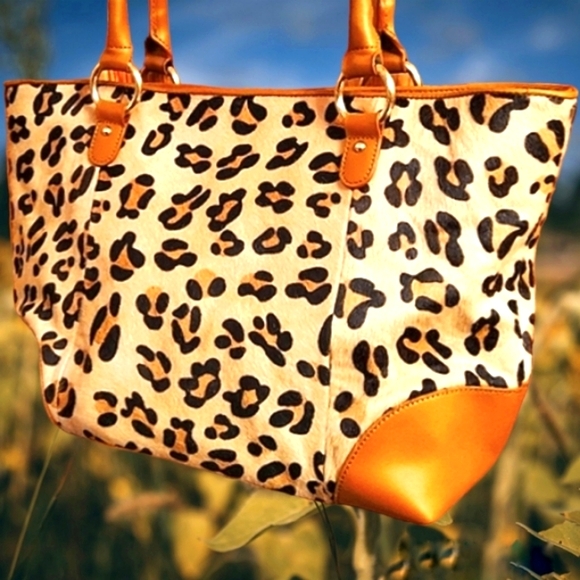 Barr + Barr Animal Print Tan & Brown Leather Tote Bag Shoulder Bag - Picture 17 of 17